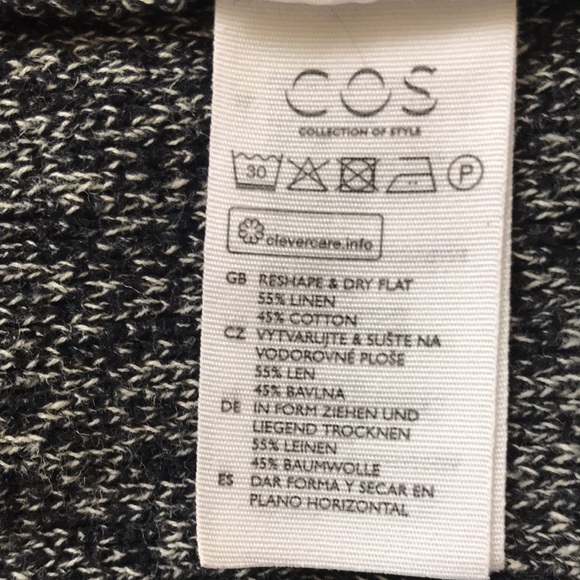 COS Long heathered navy linen cotton Cardigan S - Picture 7 of 9